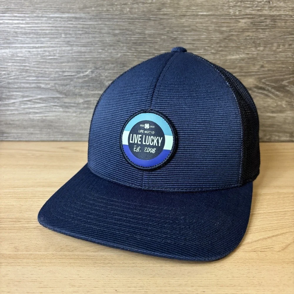 Topgolf Hat Cap Snap Back Trucker Mesh Blue Black Clover Live Lucky Mens Golf